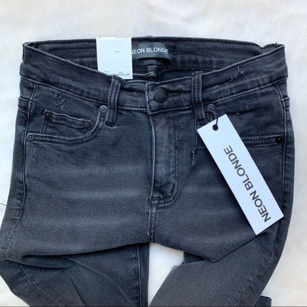 NEON BLONDE Blondie Black Magic Skinny Jeans Distressed Denim - Picture 7 of 14